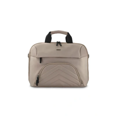 Abbildung von Hama Laptoptasche für 13,3 14,1 Zoll (leichte Businesstasche als Umhängetasche oder Tragetasche, Notebooktasche mit zwei Vordertaschen und Organizer, Innenfach, Tabletfach, gepolstert) beige