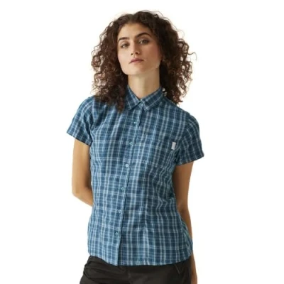Abbildung von Regatta Mindano VIII Kurzarm Shirt für Damen, Marokkanisches blaues Karomuster, 38