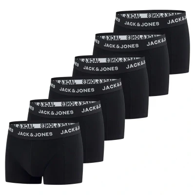 Abbildung von JACK &amp; JONES Herren Boxershorts 6er Pack Basic Trunks Boxer Stretch Unterhosen Unterwäsche Retroshorts Set Baumwolle Schwarz Rot Grün Blau Grau XL, Größe:XL, Farbe:Pack 6