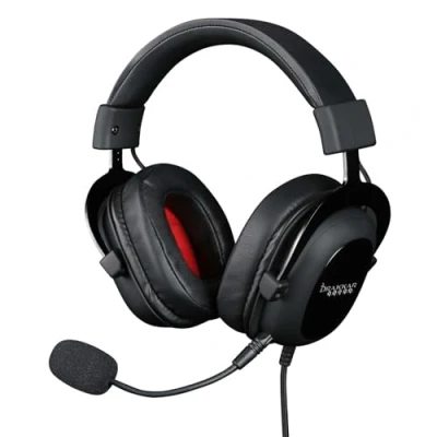 Abbildung von Konix Drakkar Kabelgebundenes Bodhran Pro Gaming Headset für PC 53 mm Lautsprecher Abnehmbares Mikrofon 2,5 m Kabel Schwarz