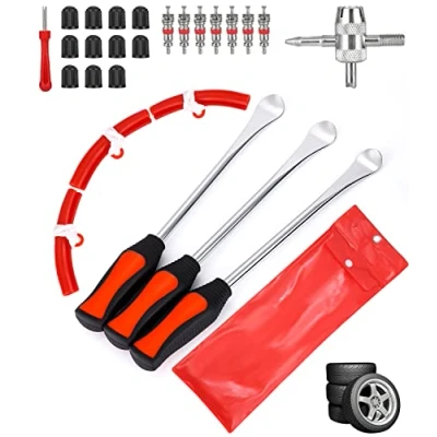 Abbildung von JOFLVA Reifenheber, Reifen Hebel Werkzeug Löffel, Montiereisen, Tire Spoons Lever Iron Tool Kits Montierhebel Mit 3 Rad Felge Protektoren Kit, Für Motorrad/Fahrrad/Wagen Reifen.