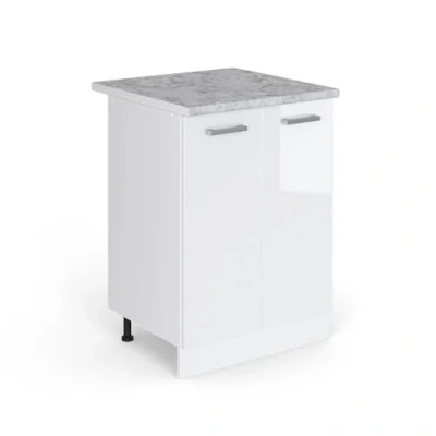 Abbildung von Vicco Unterschrank R Line, Weiß Hochglanz/Weiß, 60 cm, AP Marmor