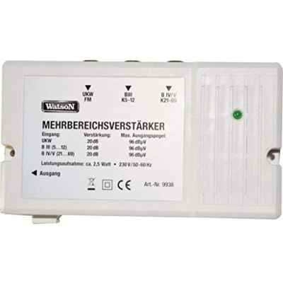Abbildung von TronicXL Mehrbereichsverstärker Verstärker DVB T T2 BK Antennenverstärker Kabelfernsehen 20 dB DIGITAL Full HD CATV zb kompatibel mit Unitymedia Vodafone PYUR 3D 4K Kabelfernseh TV DVBT2 C