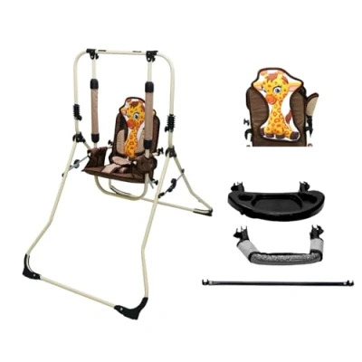 Abbildung von 2in1 Skyline Kinderschaukel Babyschaukel Babywippe Zimmerschaukel Gartenschaukel Indoor Outdoor Baby Schaukel Hochstuhl in einem Sicherheitsgurt mit Bügel zusammenklappbar Drinnen Draußen (Giraffe)