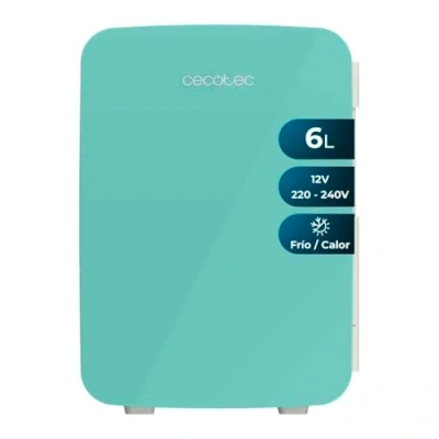Abbildung von Cecotec Mini Kühlschrank mit 6 l, Bolero MiniCooling Bahamas Mint, 12V 220V, kompatibel Autos und Wohnmobilen, 7 bis 65C, Kühl Heizfunktion, leicht zu transportieren