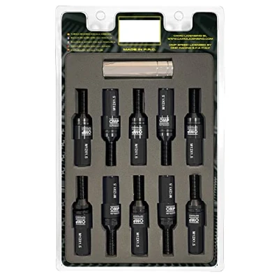 Abbildung von OMP SPEED Set 20 Radschrauben schwarz mit metrischer M14X1,5 Schlüssel 17 19 lang Gewinde 28 mm schwarzem Aluminium 7075 + DIN 12,9