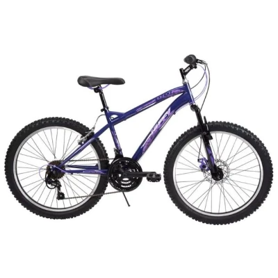 Abbildung von 24 Zoll Kinder Jungen Mädchen Fahrrad Kinderfahrrad MTB Mountainbike Rad Bike Federgabel Gabelfederung 18 Shimano Gang Scheibenbremse Disk HUFFY Extent LILA 64359w