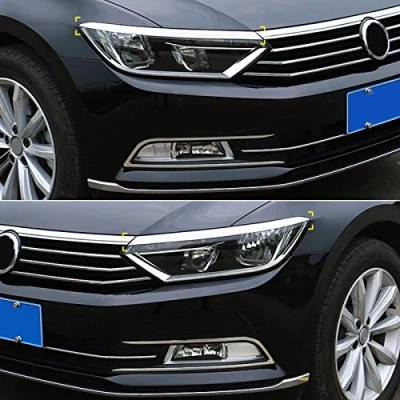 Abbildung von für Passat B8 Limousine/Variant 2015 2019 Chrom Frontscheinwerfer Zierleiste Edelstahl Verchromt 2 Stück (mit 3M Klebeband installieren)