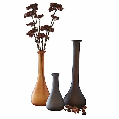 Abbildung von Loberon Vase 3er Set Brethon, unterschiedliche Größen, harmonisches Farbspiel, Milchglas mit rauer Oberfläche, Blumenvasen, Wohnaccessoires, Glas, bunt