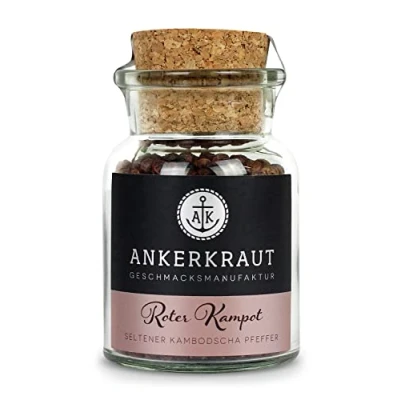 Abbildung von Ankerkraut Roter Kampot Pfeffer, fruchtig scharf, ganze Körner, aus Kambodscha, 70g im Korkenglas