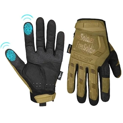 Abbildung von FREE SOLDIER Outdoor Handschuhe Vollfinger Taktische Herren Motorradhandschuhe mit gepolstertem für Fahrrad Airsoft Militär Paintball und andere Aktivitäten(Braun, S)