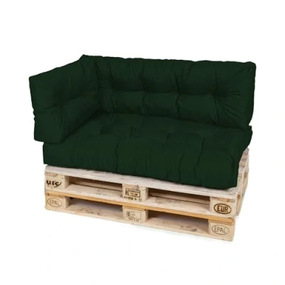 Abbildung von TexDeko® Garden Palettenkissen 120x80x18cm wasserabweisend UV beständig In &amp; Outdoor Premium Sitzkissen gesteppt Palettenauflage für Europaletten (3 TLG Set, Dunkelgrün)