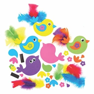 Abbildung von Baker Ross AX839 Kühlschrankmagnet Kits mit Vogel, zum Selbermachen von Kühlschrankmagneten, Kunst für Kinderkreativität, kleine Geschenke oder Bastelarbeiten zu Hause, 8 Stück