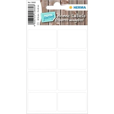Abbildung von HERMA 15660 Vielzweck Etiketten, 48 Stück, 25 x 40 mm, 8 pro Bogen, selbstklebend, Haushaltsetiketten zum Beschriften, matt, blanko Papier Klebeetiketten Aufkleber, weiß