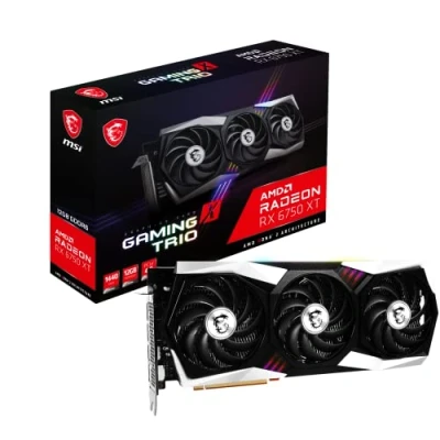 Abbildung von MSI Radeon RX 6750 XT GAMING X TRIO 12G Grafikkarte AMD XT, GPU 2554/2623 MHz, 12000MB DDR6 Speicher, Memory Speed 18000 Bus 192bit