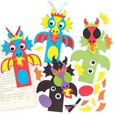 Abbildung von Baker Ross Drachen Lesezeichen Kits, 5 Stück, chinesisches Neujahrs Bastelset, Basteln für Kinder (FE248)