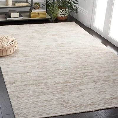 Abbildung von SAFAVIEH Geometrisch Teppich für Wohnzimmer, Esszimmer, Schlafzimmer Whisper Collection, Kurzer Flor, Elfenbein, 183 X 274 cm