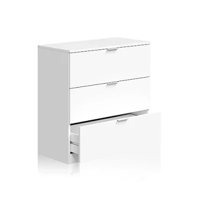 Abbildung von Habitdesign Kommode 3 Schublade ist, Kunststoff Holz, mattweiß, Cómoda