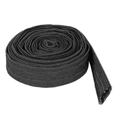 Abbildung von ASHATA Schutzhülse,Nylon Kabelmuffen Kabelschutz Flexible Kabelhülse,7,5m flammenhemmender Kabelmantel für Schweißbrenner Hydraulikschläuche,schwarz