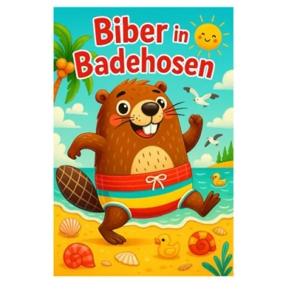 Abbildung von Biber in Badehosen Malbuch: 50 lustige Illustrationen der schwimmenden Nagetiere: Für Kinder und Erwachsene zum Ausmalen Schmunzeln