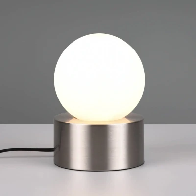 Abbildung von Reality Leuchten Tischleuchte Countess R59051007, Metall Nickel, Glas weiß, exkl. 1x E14, On/OFF Touch