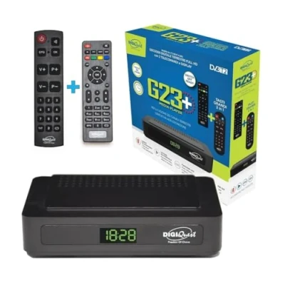 Abbildung von DVB T2 Digiquest G23 HEVC H.265 10bit Full HD FTA Receiver USB HDMI SCART Ethernet LAN RJ 45 Zusatzfernbedienung Senioren Schwarz Kunststoff