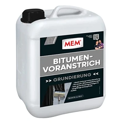Abbildung von MEM Bitumen Voranstrich, Gutes Eindringvermögen, Optimale Haftung, Gebrauchsfertig, Einfach zu verarbeiten, Lösemittelfrei, 5 l, Dunkelbraun