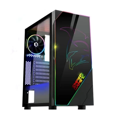 Abbildung von EMPIRE GAMING PC Gehäuse Spartan ARGB mittelgroßer Gehäuseturm ATX Fassade mit LED Hintergrundbeleuchtung und Seitentür aus Sicherheitsglas 1 Ventilator RGB adressierbar 120 mm