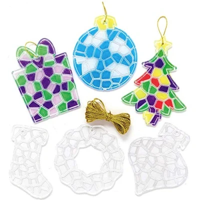 Abbildung von Baker Ross AX570 Kristall Mosaik Dekorationen, Weihnachten, Acryl, Festliche Sonnenfänger für kreative Kunst und Bastelaktivitäten, zum Basteln Dekorieren, Packung mit 10 Stück
