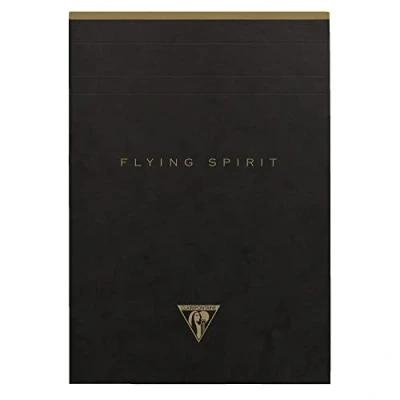 Abbildung von Clairefontaine 102636C Notizblock Flying Spirit, an Kopfseite geleimt, liniert, 14,8 x 21cm, 70 Blatt, 1 Stück, Schwarz mit sortierten Designs