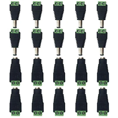 Abbildung von GTIWUNG 20 Stück 5,5 mm x 2,1 Männlich und Weiblich DC Stecker Buchse Netzadapter für CCTV Kamera LED Leiste leuchtet, Hohlstecker (10 Buchse, 10 Stecker)