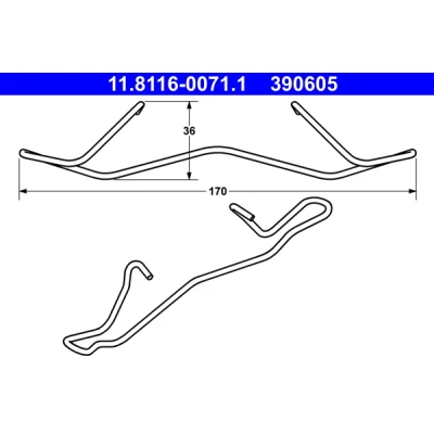 Abbildung von ATE 11.8116 0071.1 Feder, Bremssattel AUDI: Q3, A4 B9 Limousine, Avant, VOLKSWAGEN: Tiguan I, Sharan II