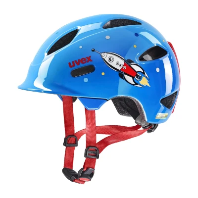 Abbildung von uvex oyo style leichter Fahrradhelm für Kinder individuelle Größenanpassung erweiterbar mit LED Licht blue rocket 45 50 cm