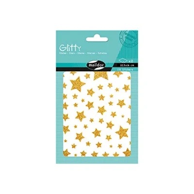 Abbildung von Maildor AE150C Glitty Packung Stickers (mit 151 Stickers, 2 Bögen in Format DIN A6, 10, 5 x 16cm, ideal für Kinder ab Jahren, Sternen) 1 Pack gold/rosa