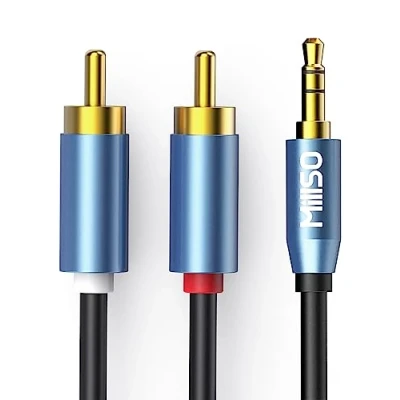 Abbildung von MillSO Chinch auf Klinke 3,5 Kabel 10m Stereo 3,5mm zu 2 Cinch RCA Stecker Audio Aux Klinkenkabel (Vergoldet Metall Stecker, Doppelte Schirmung)