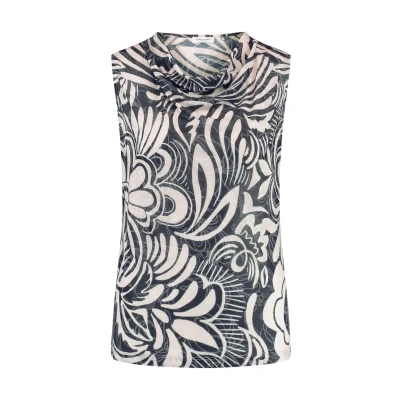 Abbildung von Gerry Weber Gemustertes MIT Wasserfallausschnitt Bluse, Damen, Größe: 40, Ecru weiss schwarz druck