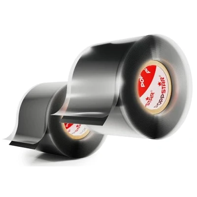 Abbildung von POPPSTAR selbstverschweißendes Silikonband, 3m x 38mm, Isolierband und Dichtungsband (Wasser, Luft), schwarz, 2 Rollen