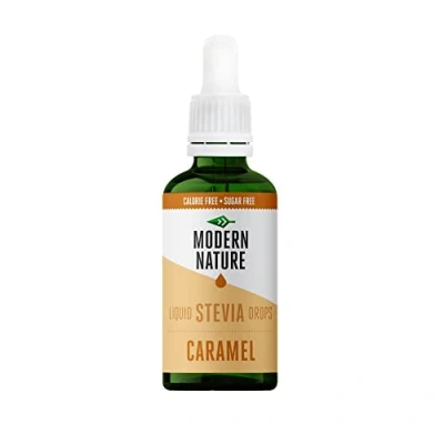 Abbildung von Modern Nature Karamell Stevia Flüssig Flavour Drops Zucker Süßstoff Liquid Aroma Geschmacks Tropfen Zero Sirup Zuckerfrei Ohne Kalorien Alternative Süßungsmittel 50ml