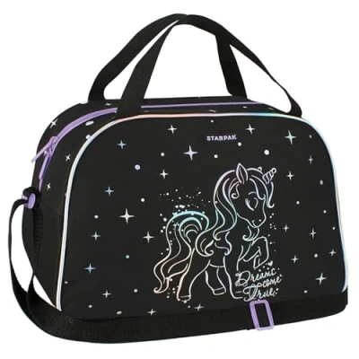 Abbildung von Sarcia.eu Sporttasche Einhorn holo Schwarze Umhängetasche, 39x27x16 STARPAK