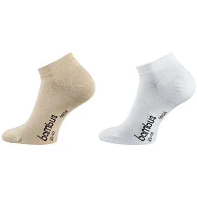 Abbildung von TippTexx 24 Unisex, 6 Paar Bambus Sneakersocken mit Garantie, Ökotex (Beige/Weiß, 43/46 Paar)
