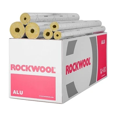 Abbildung von Steinwolle Rohrisolierung Rockwool alukaschiert Rohrschale WLG 0,035 verschiedene Größen (22x20mm/36m)