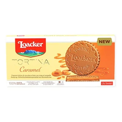 Abbildung von Testpaket Loacker Tortina Caramel White Triple Dark Original 3pz Schokoladengenuss gefüllt mit Haselnusscreme Kuchen 4x 63g + Italian Gourmet polpa 400g