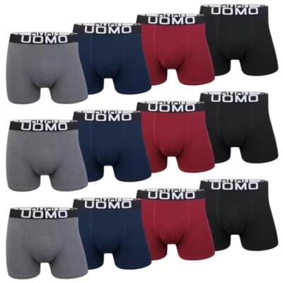Abbildung von L&amp;K 12er Pack Boxershorts Men Herren Retroshorts Baumwolle klassischen Unifarben Unterhose 1119 WE XL