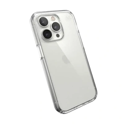 Abbildung von Speck Presidio Perfect Clear iPhone 14 Pro Hülle mit Microban Beschichtung (klar)