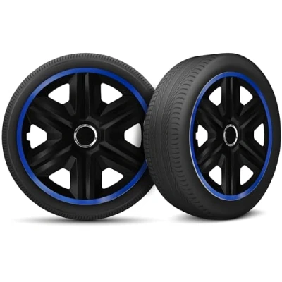 Abbildung von Auto Radkappen Radzierblenden 4er Set passend für alle Stahlfelgen Einstellbarer Sicherungsring 15 Zoll Schwarz Blue