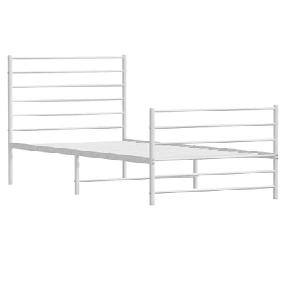 Abbildung von vidaXL Bett Bettgestell mit Kopf und Fußteil Metall Weiß 90x200 cm