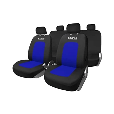 Abbildung von SPARCO Sport SPCS442BL Sitzschonbezug schwarz, Blau Polyester vorne und hinten