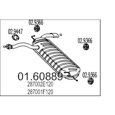 Abbildung von MTS 01.60889 Endschalldämpfer 1200 KIA: Sportage II, HYUNDAI: Tucson