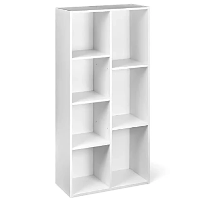 Abbildung von Amazon Basics Bücherregal mit 7 quadratischen Fächern, Weiß, 50 x 24 106 cm