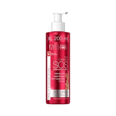 Abbildung von Eveline Cosmetics Extra Soft SOS Intensiv Regenerierende Handcreme 200 ml mit Hyaluronsäure, Urea, Vitamin E für trockene und strapazierte Haut